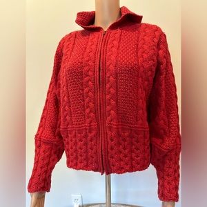 Quills Pure New Merino Wool Wooded sweater in red